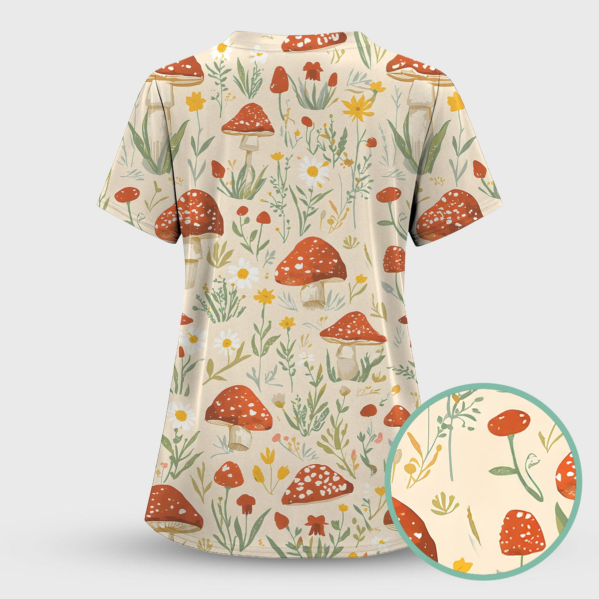 Mushroom Wildflower Nurse Scrub Set