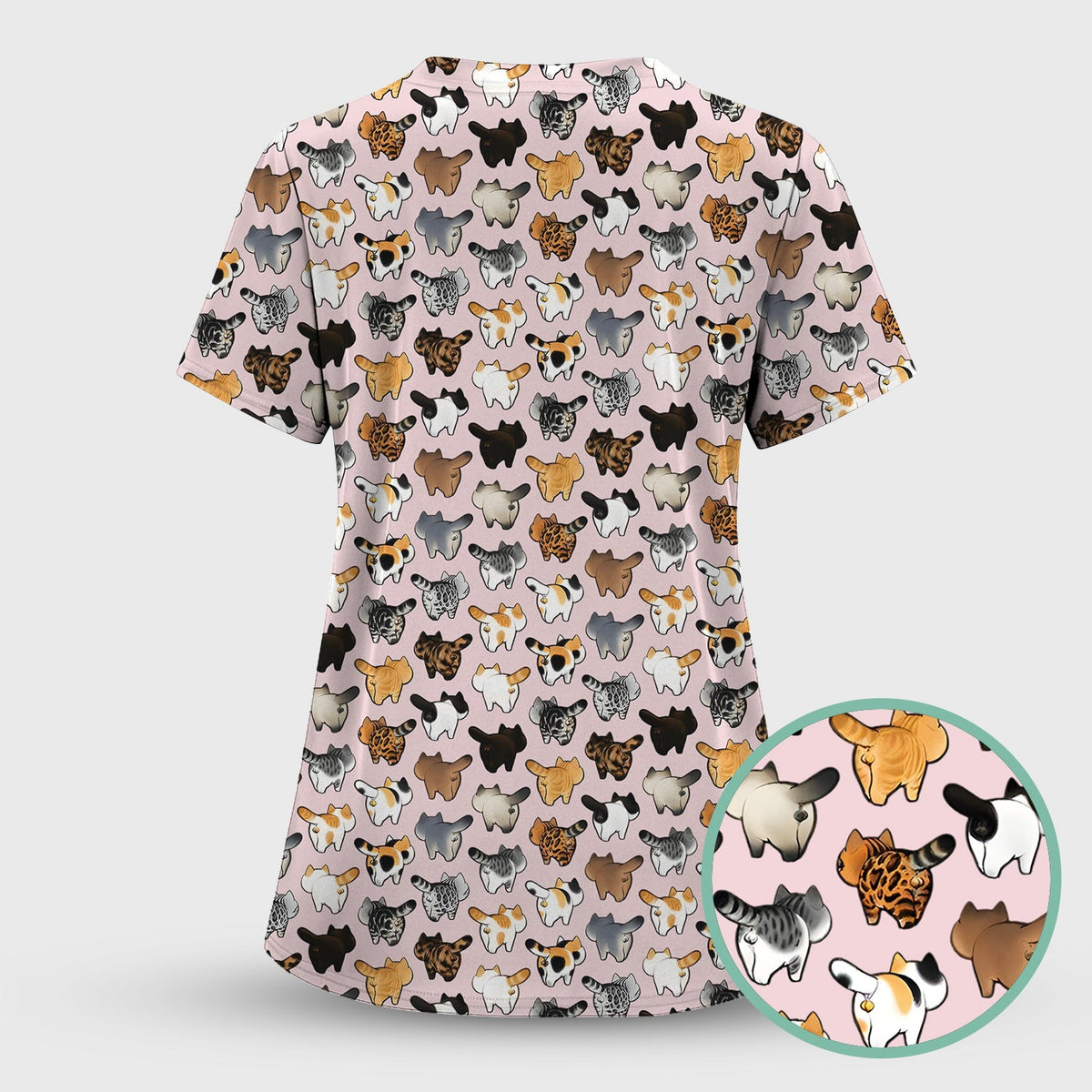 Cat Butt Nurse Scrub Top