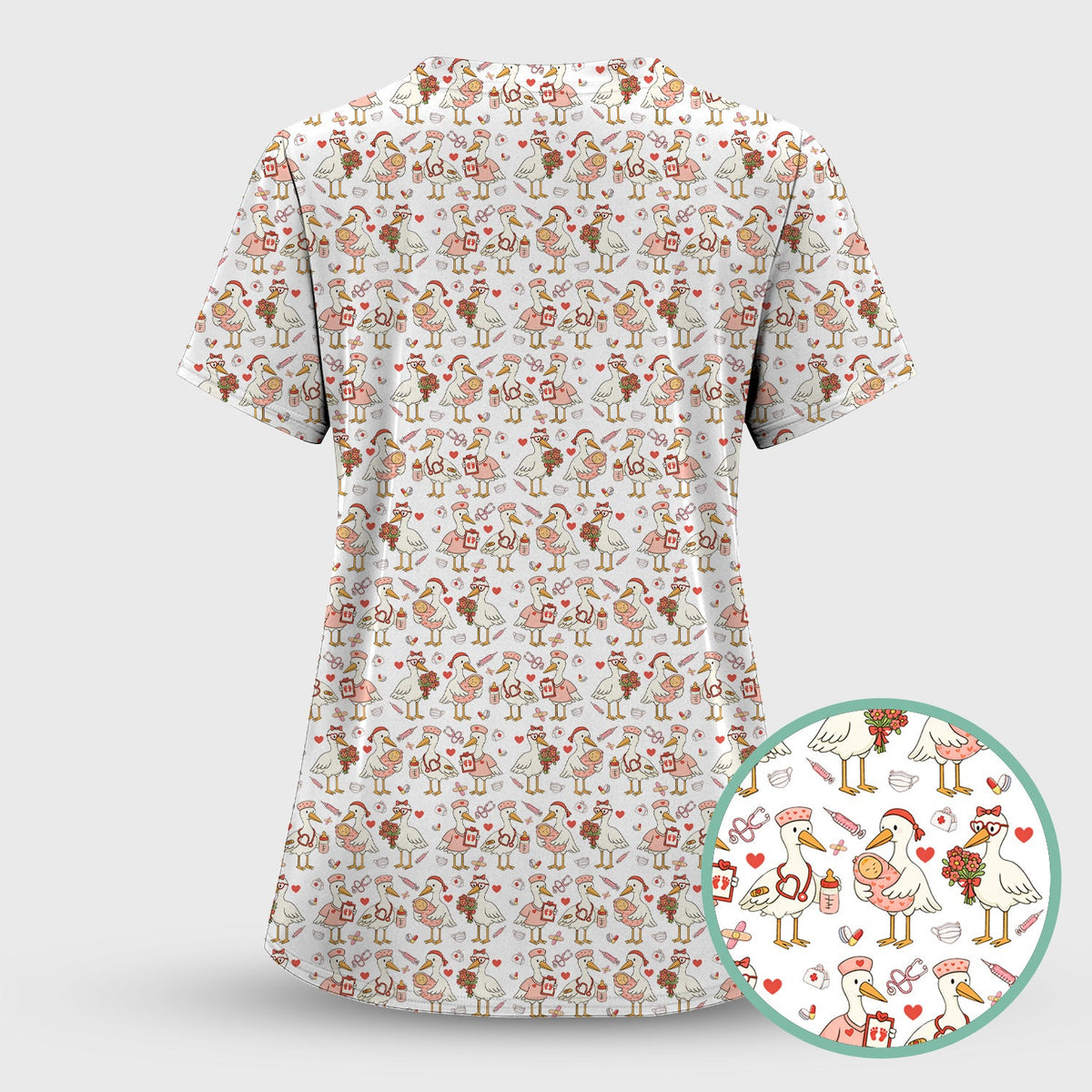 Valentine Goose Nurse Scrub Top