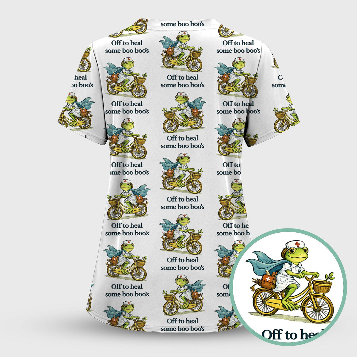 Frog Cycling Nurse Scrub Set