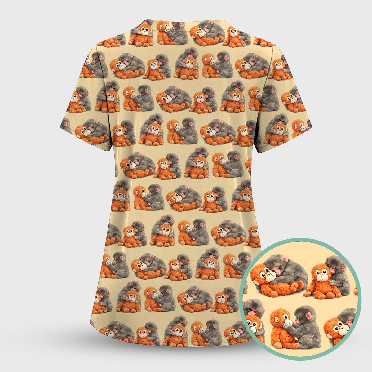 Cute Baby Monkey Plush Toy Nurse Scrub Set
