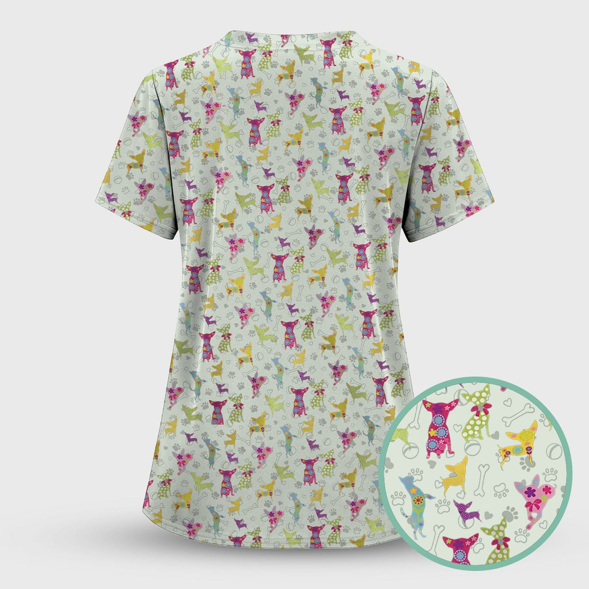 Colorful Playful Dog Nurse Scrub Set