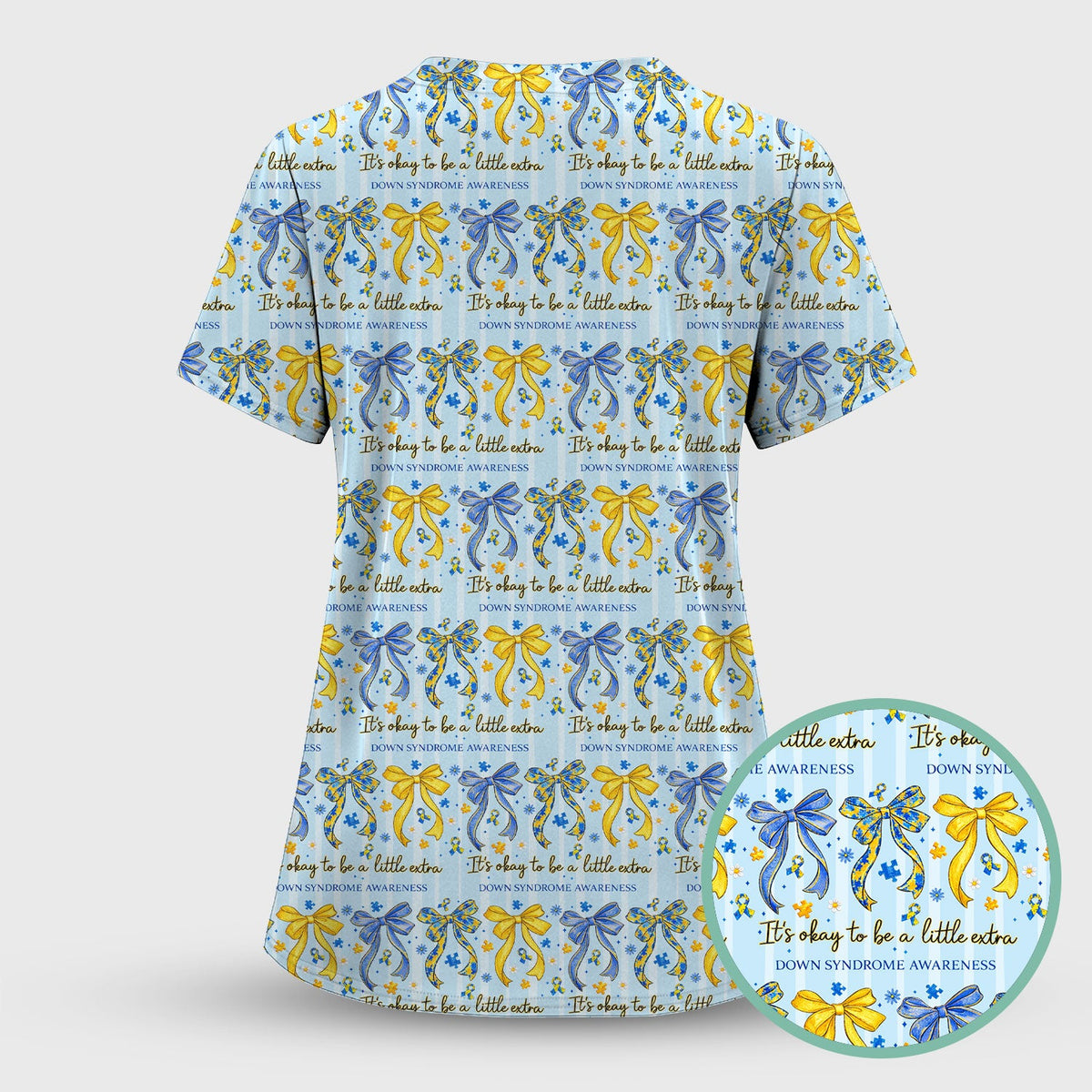 Down Syndrome Awareness Ribbon Nurse Scrub Set