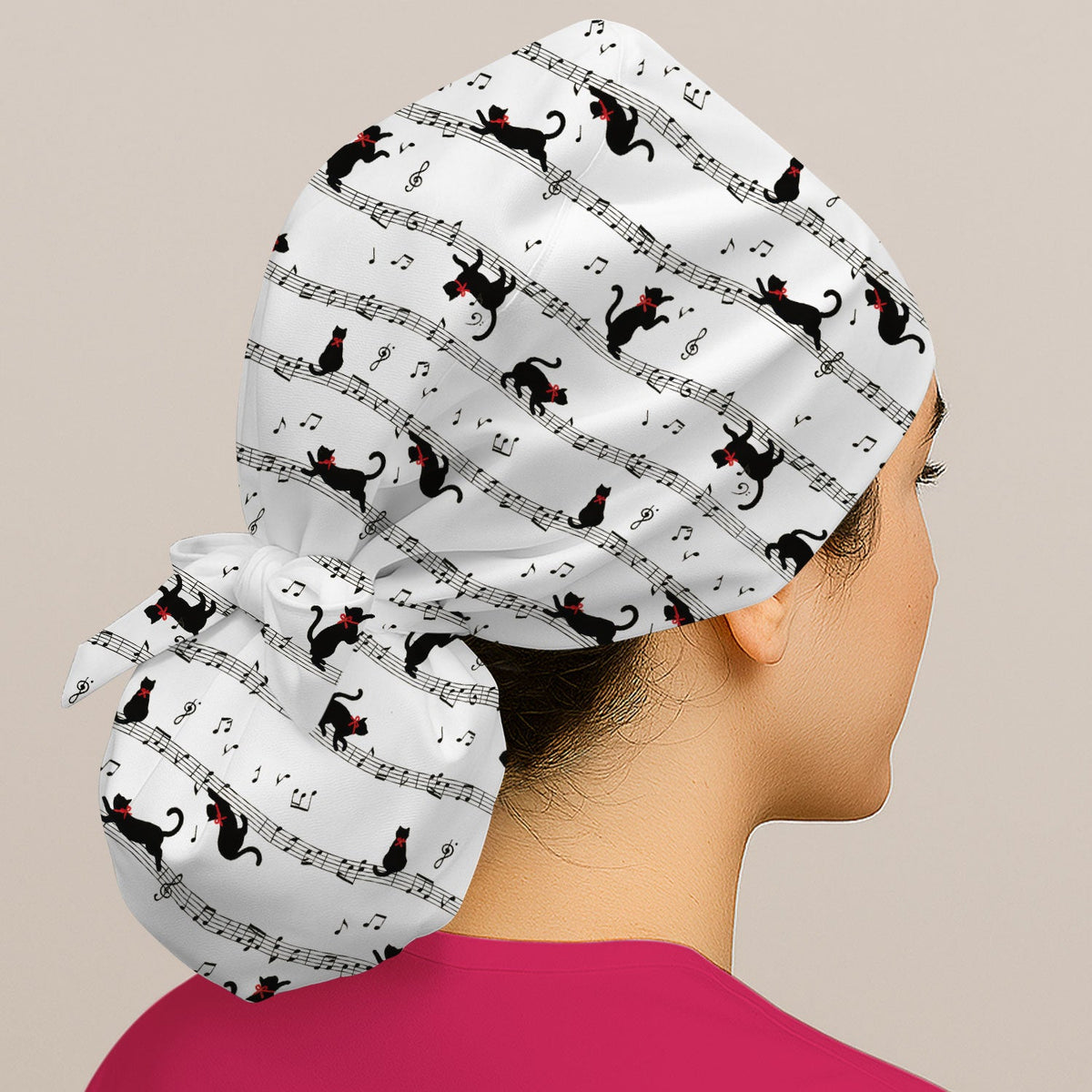 Dancing Black Cat Music Scrub Cap