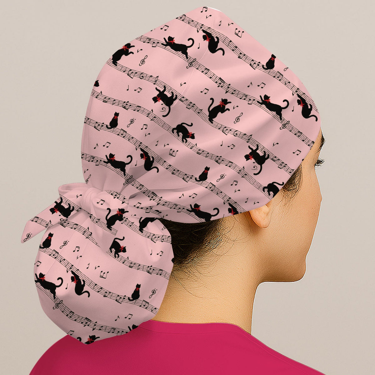 Dancing Black Cat Music Scrub Cap