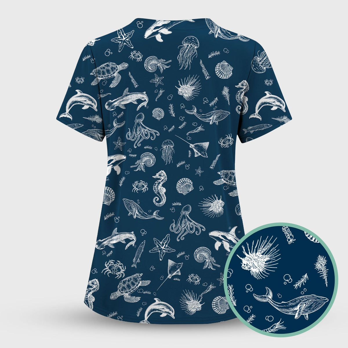 Marine Sea Life Nurse Scrub Set