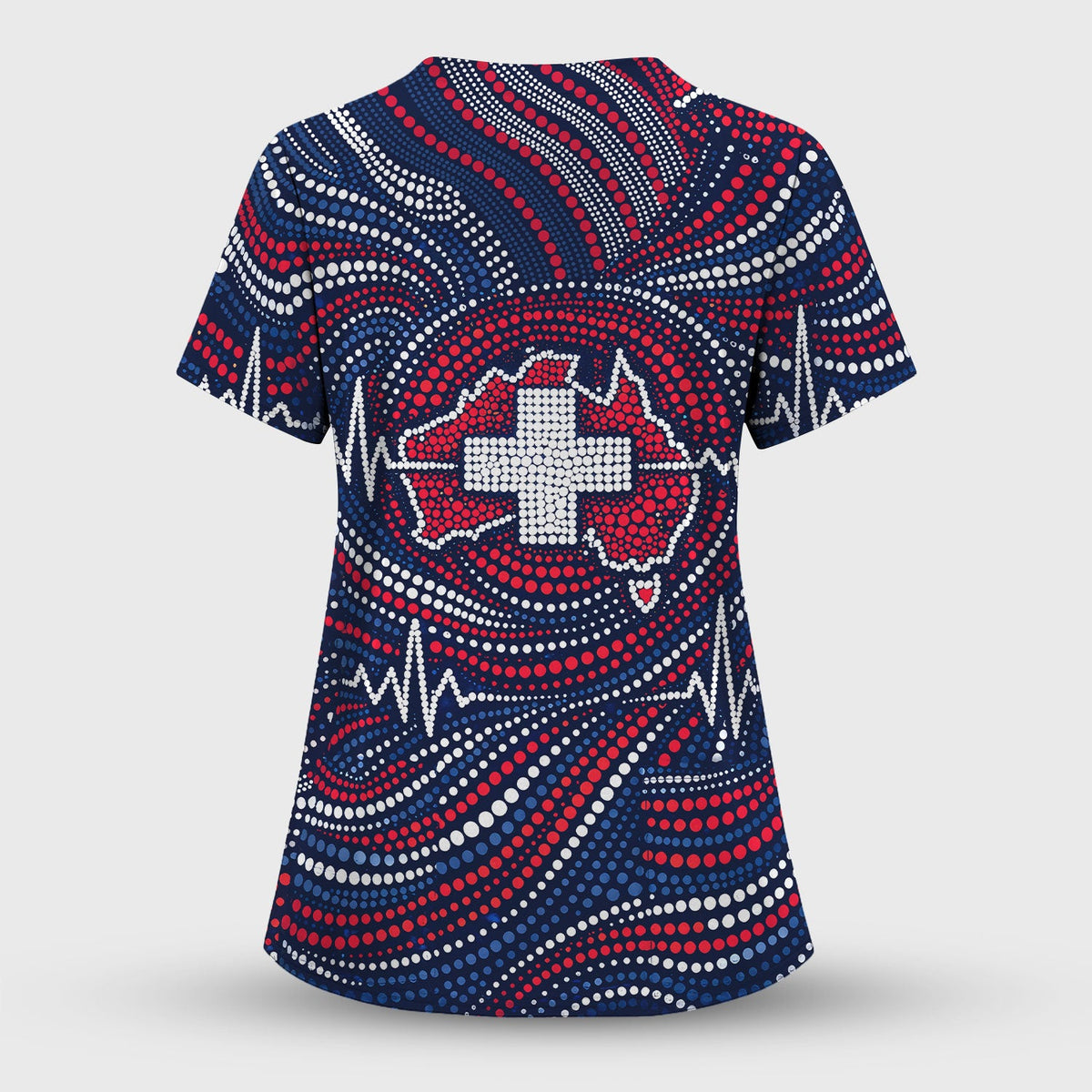 Dot Art Cross Heartbeat Nurse Scrub Set