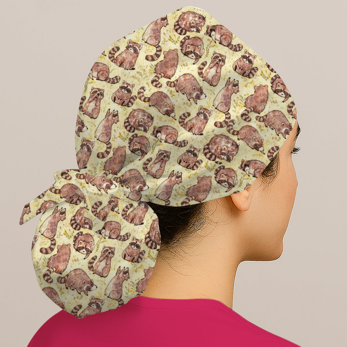 Raccoon Woodland Scrub Cap