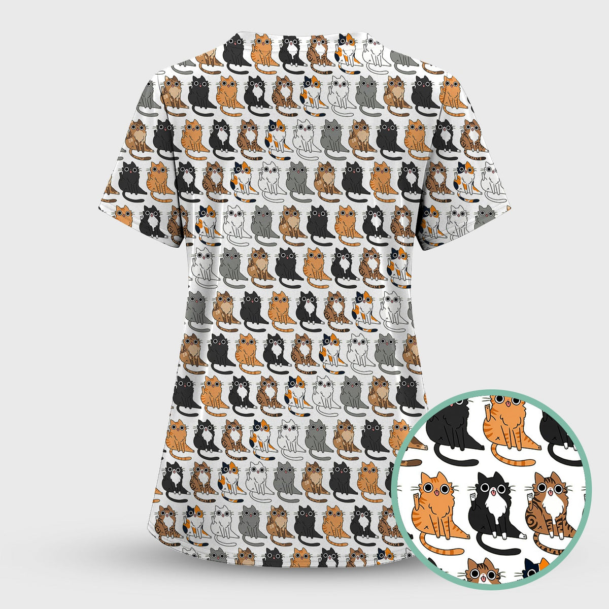 Cat Pattern Nurse Scrub Set