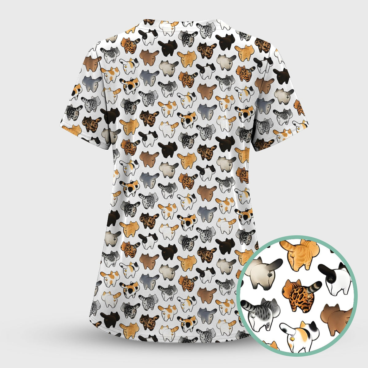 Cat Butt Nurse Scrub Top