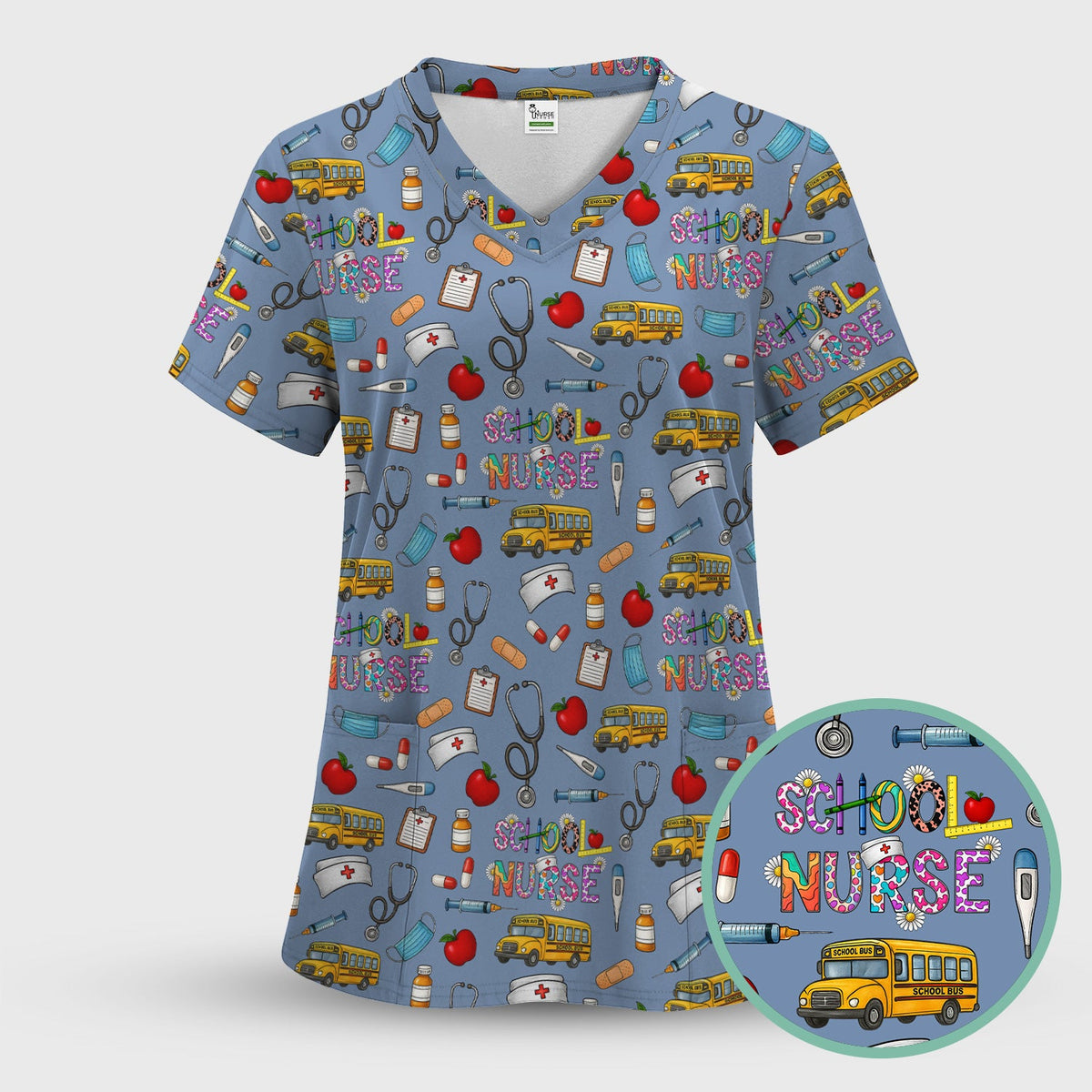 School Life Nurse Scrub Top