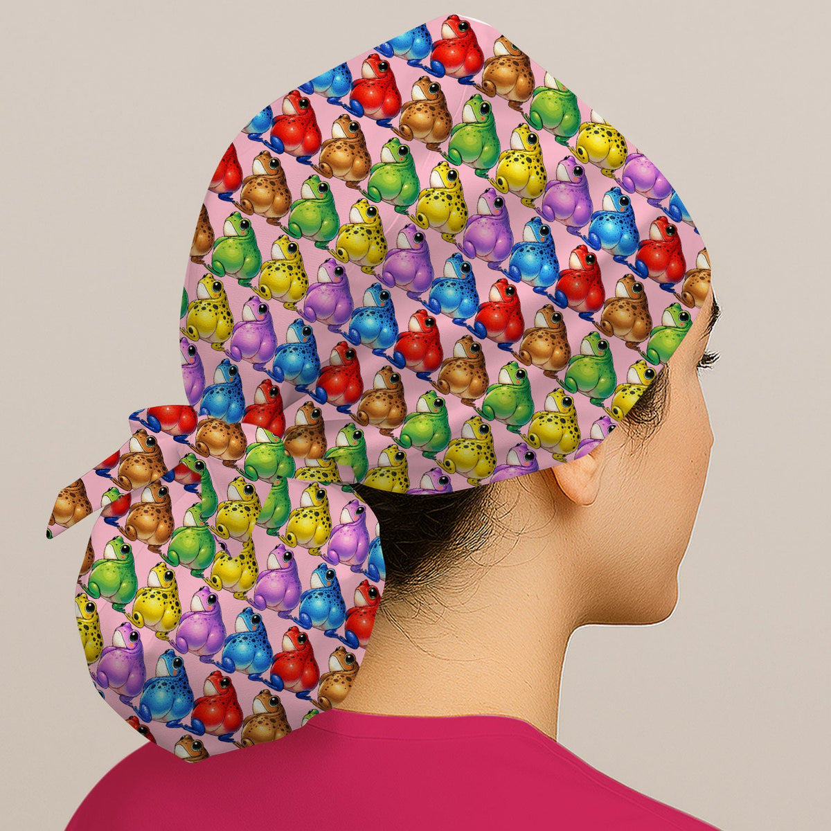 Colorful Frogs Scrub Cap