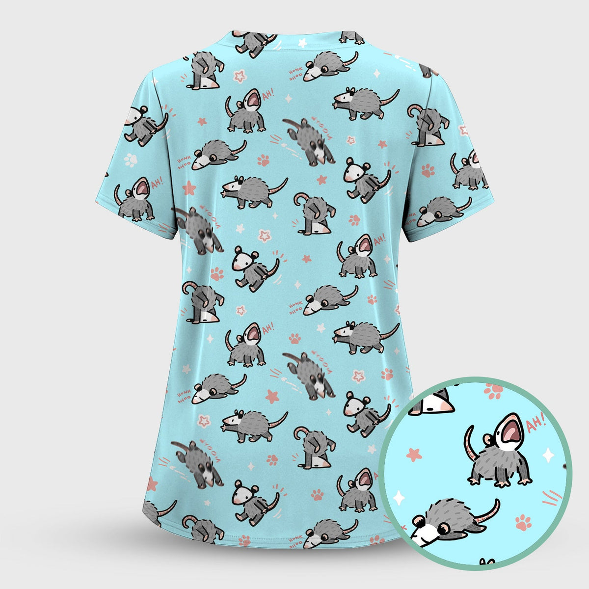 Cartoon Opossum Nurse Scrub Set