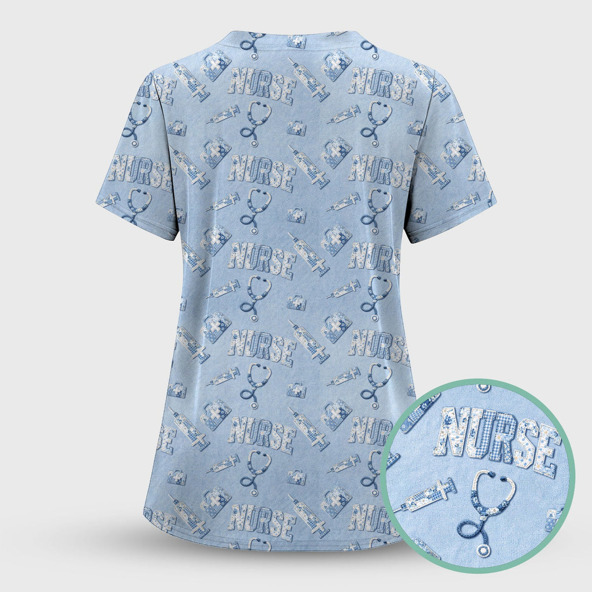 Blue Nurse Medical Scrub Set