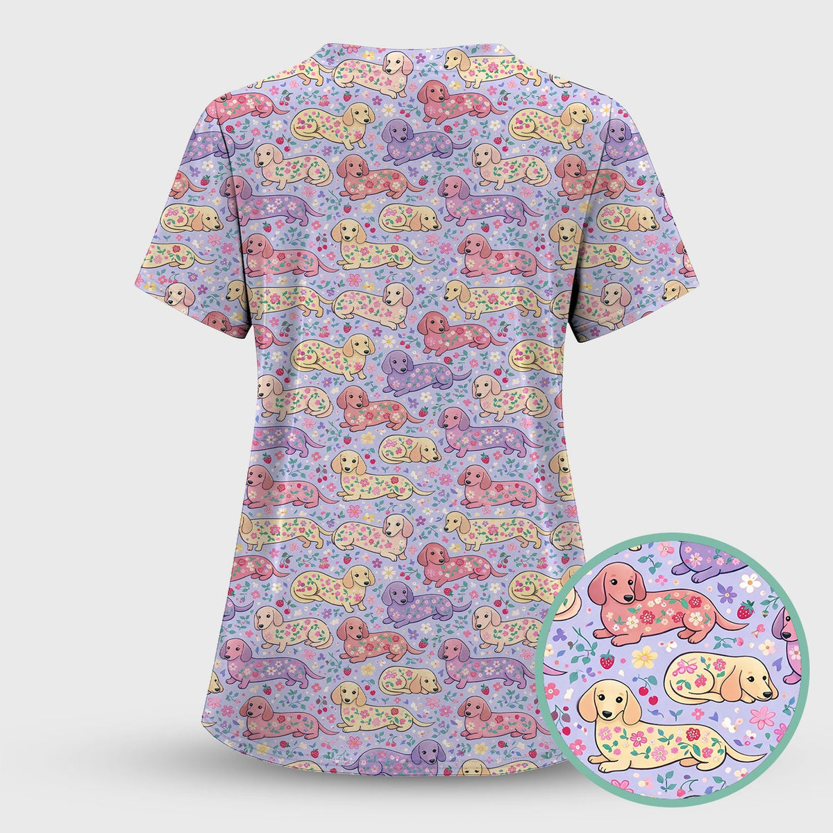 Dachshund Floral Nurse Scrub Top