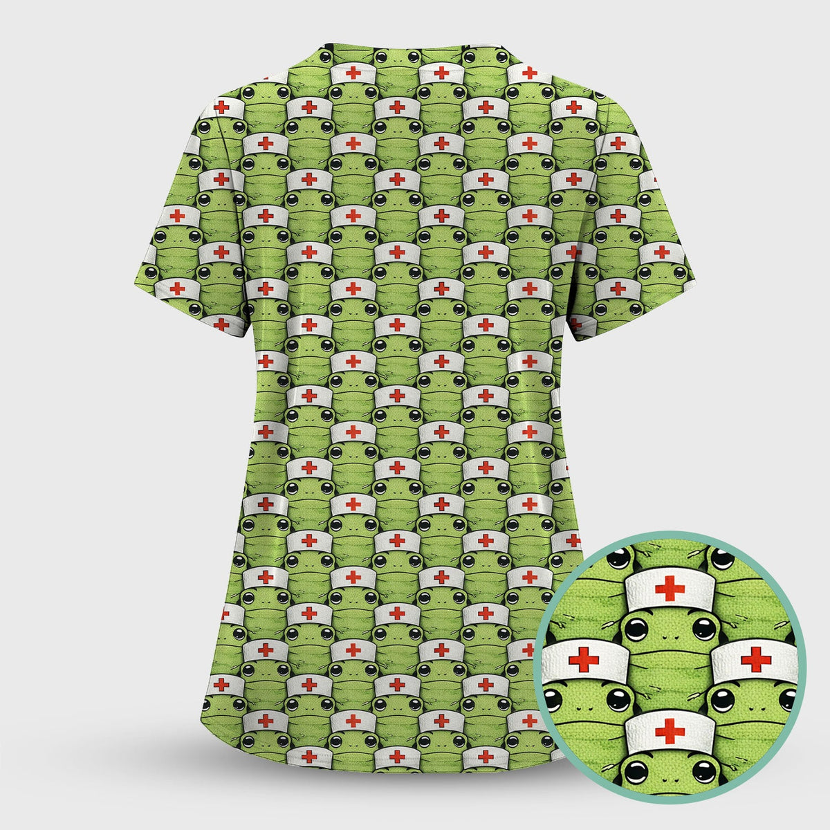 Green Frog Nurse Scrub Top
