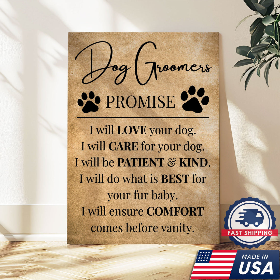 Dog Groomers Promise Nurse Canvas