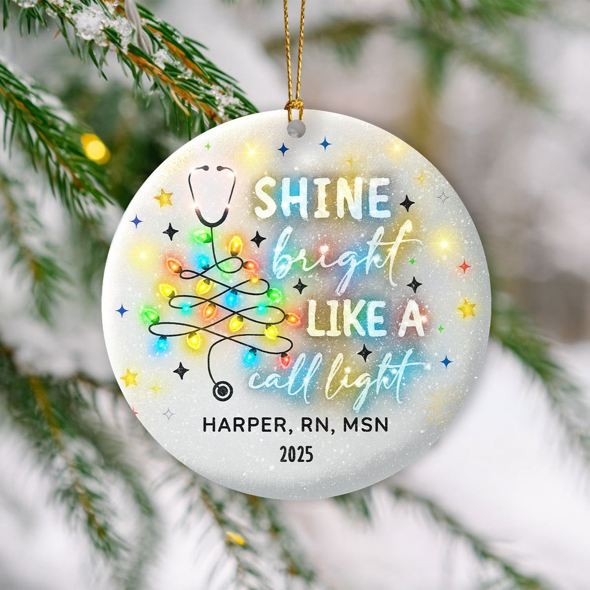 Personalized Shine Bright Call Light Nurse Ornament