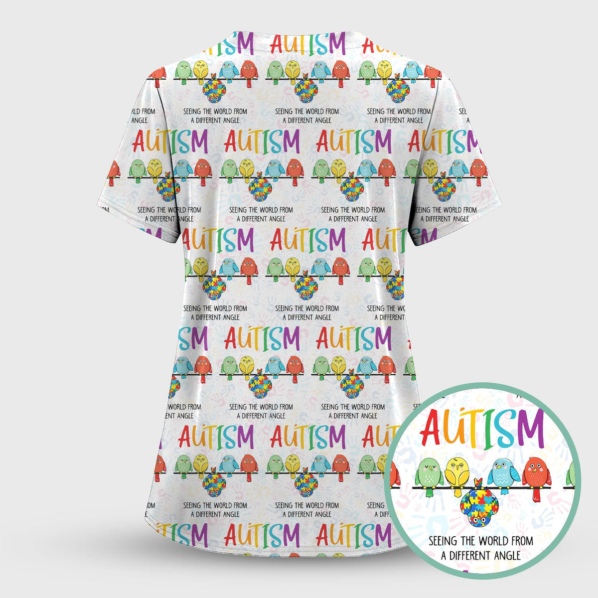 Autism Seeing The World From A Different Angle Nurse Scrub Top