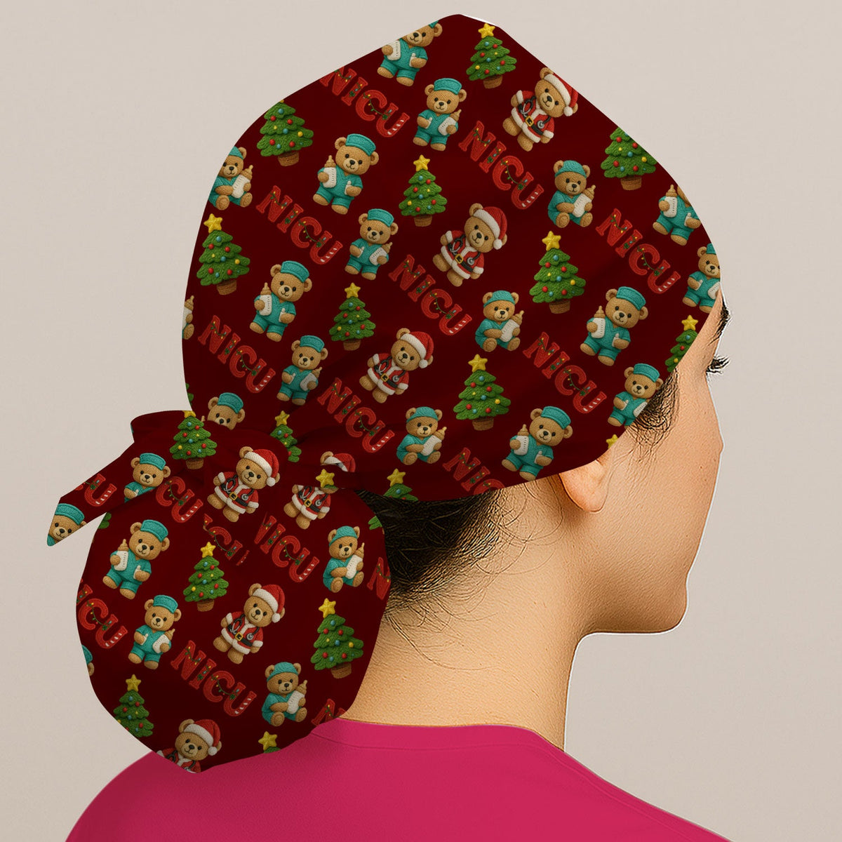 NICU Nurse Teddy Bear Scrub Cap - Christmas Gift