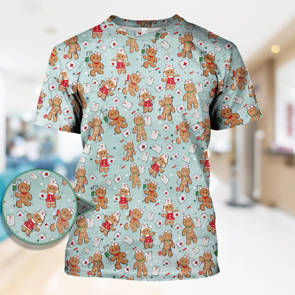 Gingerbread Man Scrub Top - Christmas Gift For Nurse