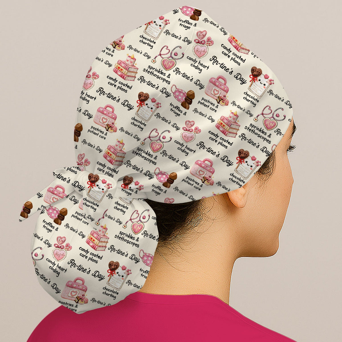 RN Sweets Valentine Stethoscope Scrub Cap