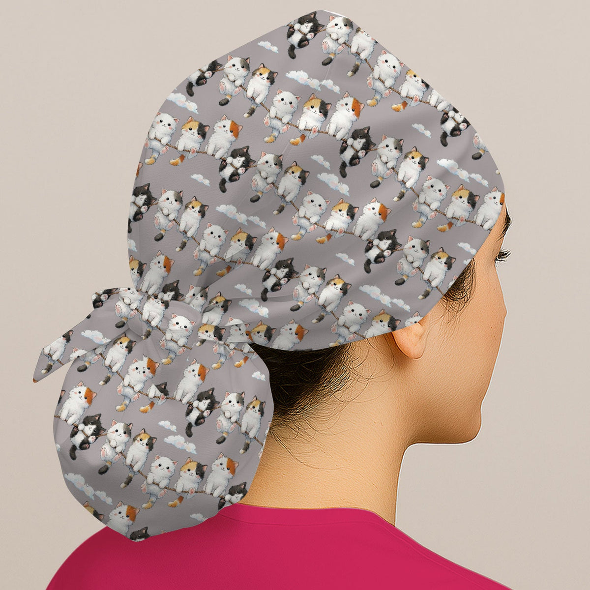 Cats Sitting on Rope Scrub Cap