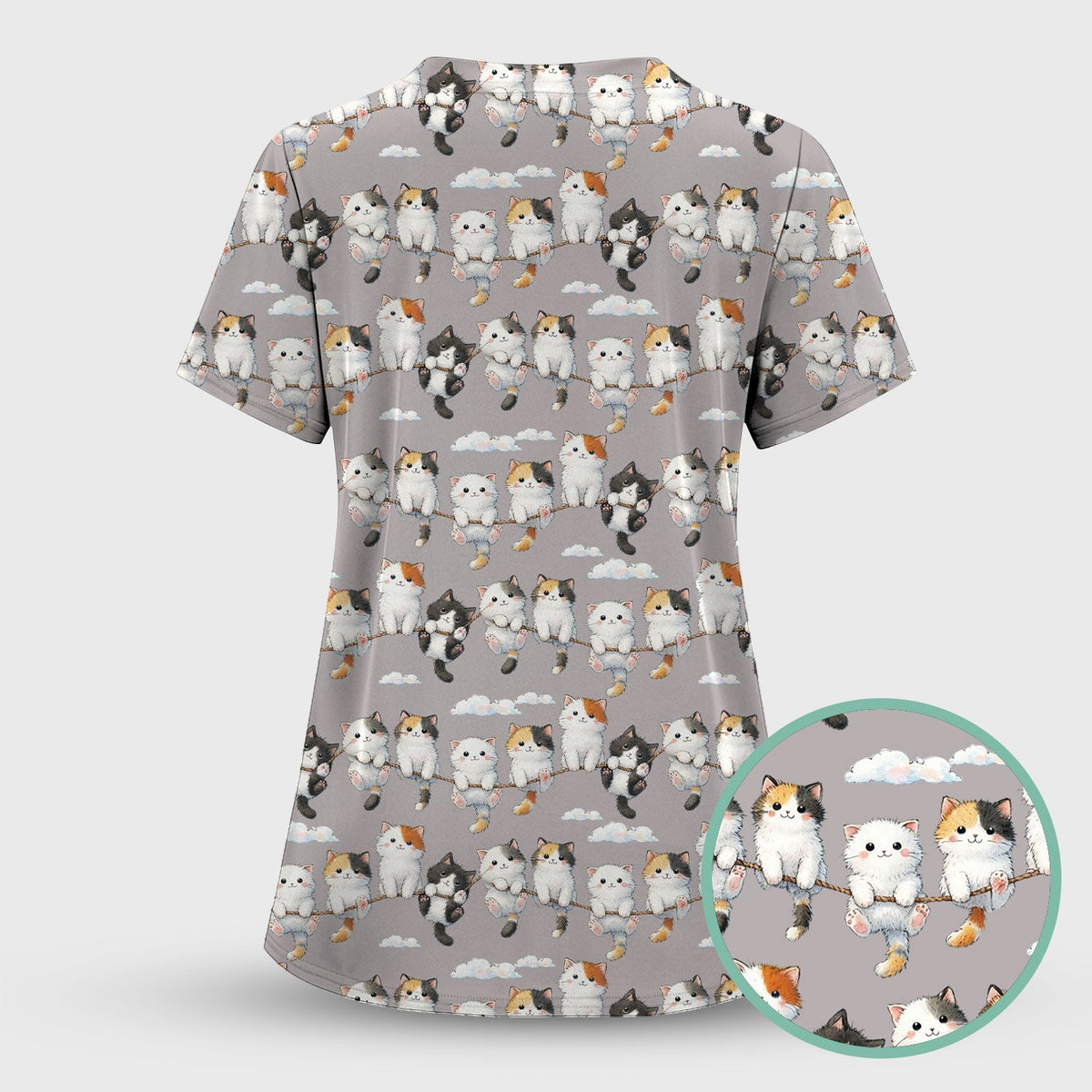 Cats Sitting on Rope Nurse Scrub Set