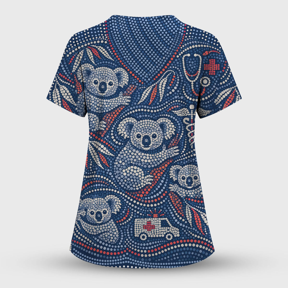 Koala Dot Art Nurse Scrub Top