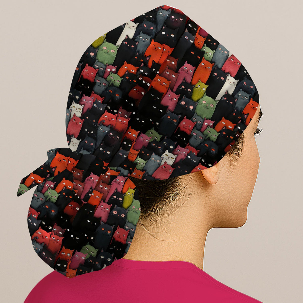 Artistic Cat Nurse Scrub Cap