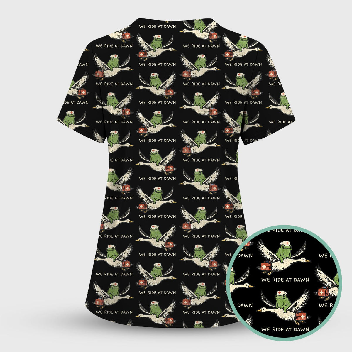 Frog Riding Goose Nurse Scrub Top