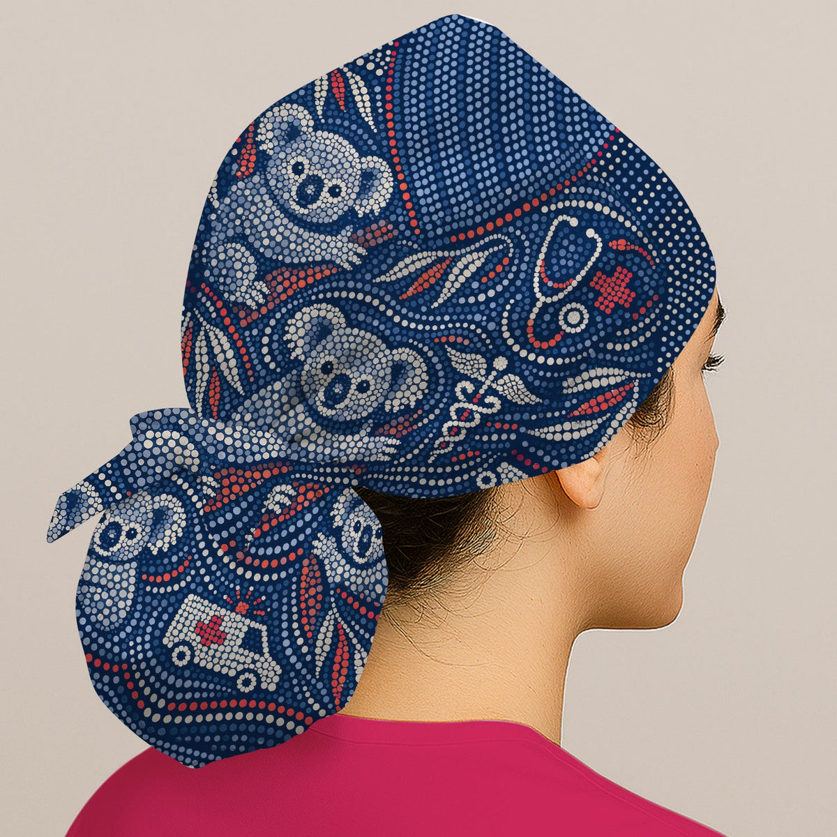 Koala Dot Art Scrub Cap