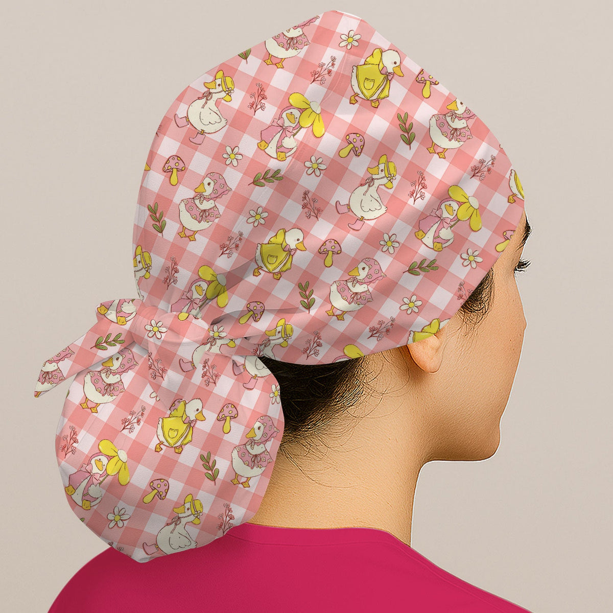 Duck Outfit Gingham Scrub Cap
