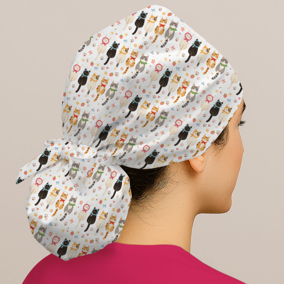 Cat Clothesline Scrub Cap