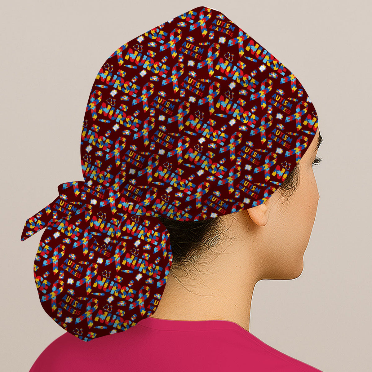 Autism Awareness Puzzle Ribbon Scrub Cap