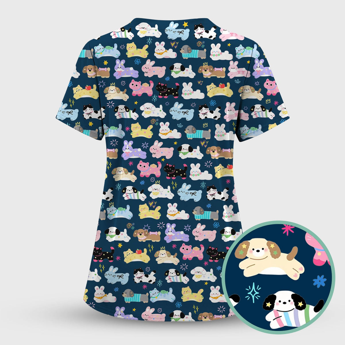 Kawaii Animal Nurse Scrub Top