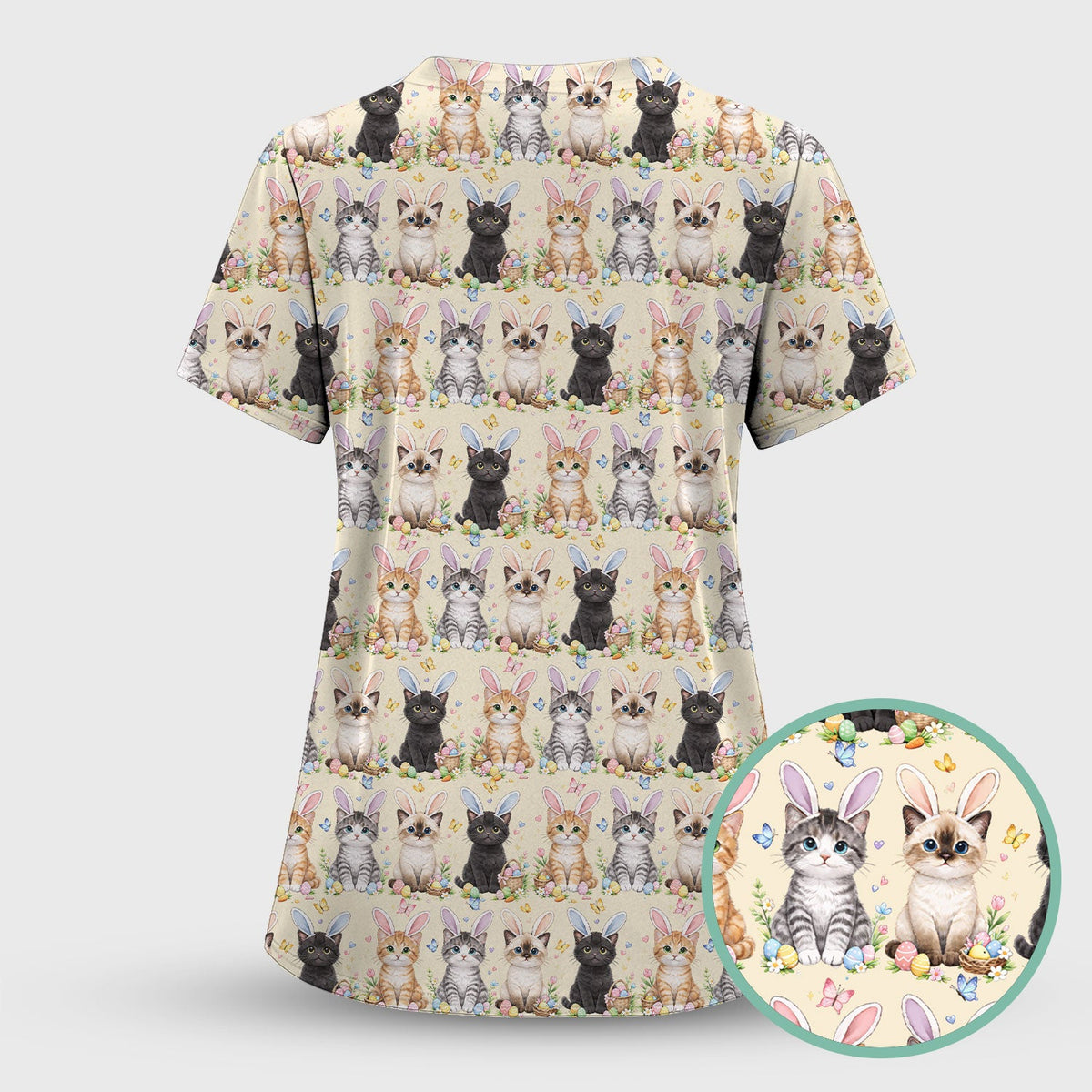Kitten Bunny Ears Nurse Scrub Set - Easter Gift