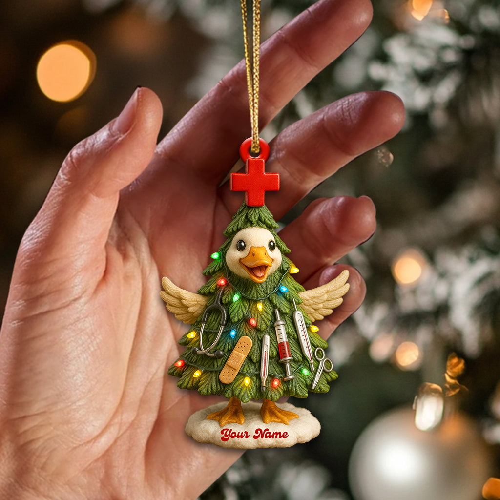 Personalized Duck Medical Christmas Nurse Ornament