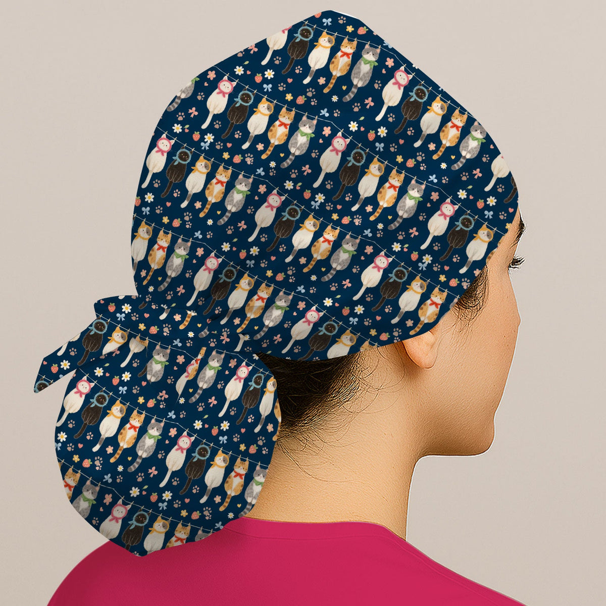 Cat Clothesline Scrub Cap