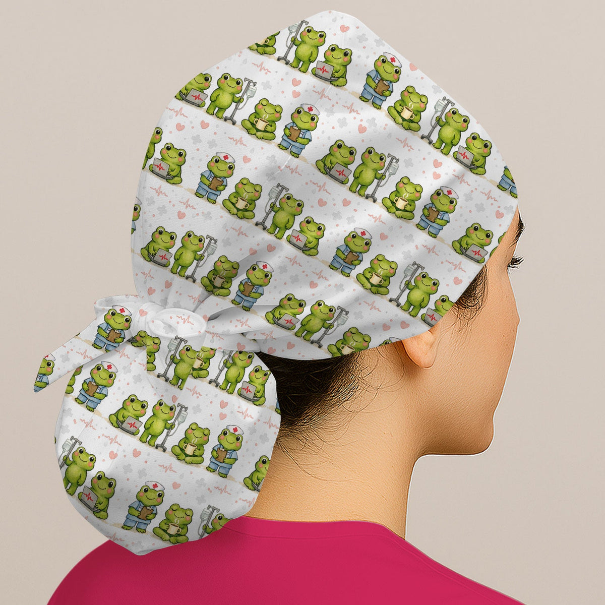 Adorable Frog Various Poses Scrub Cap