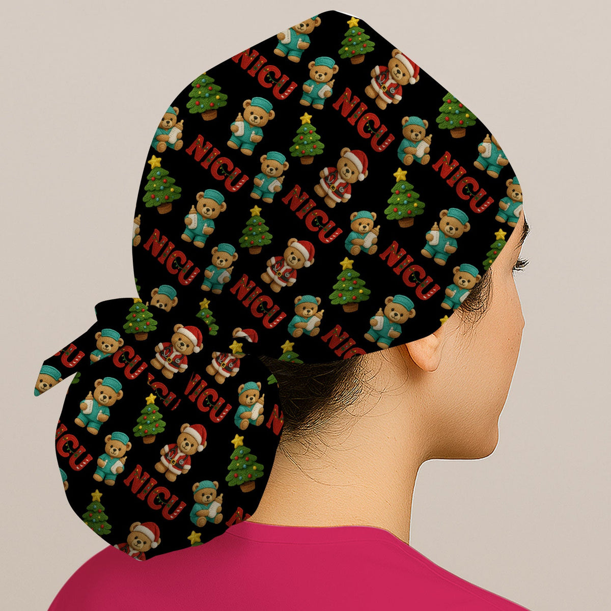 NICU Nurse Teddy Bear Scrub Cap - Christmas Gift