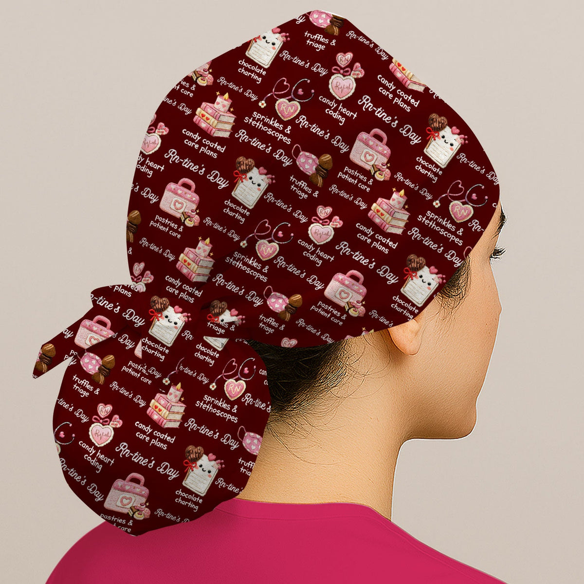 RN Sweets Valentine Stethoscope Scrub Cap