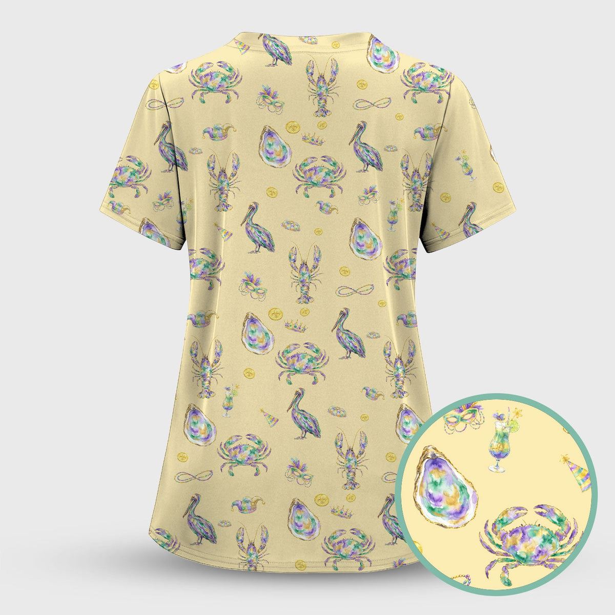 Mardi Gras Seafood Nurse Scrub Set