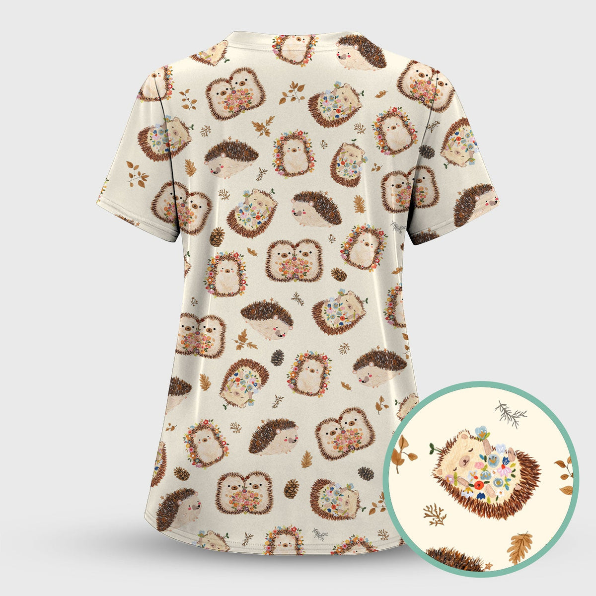 Hedgehog Floral Nurse Scrub Set