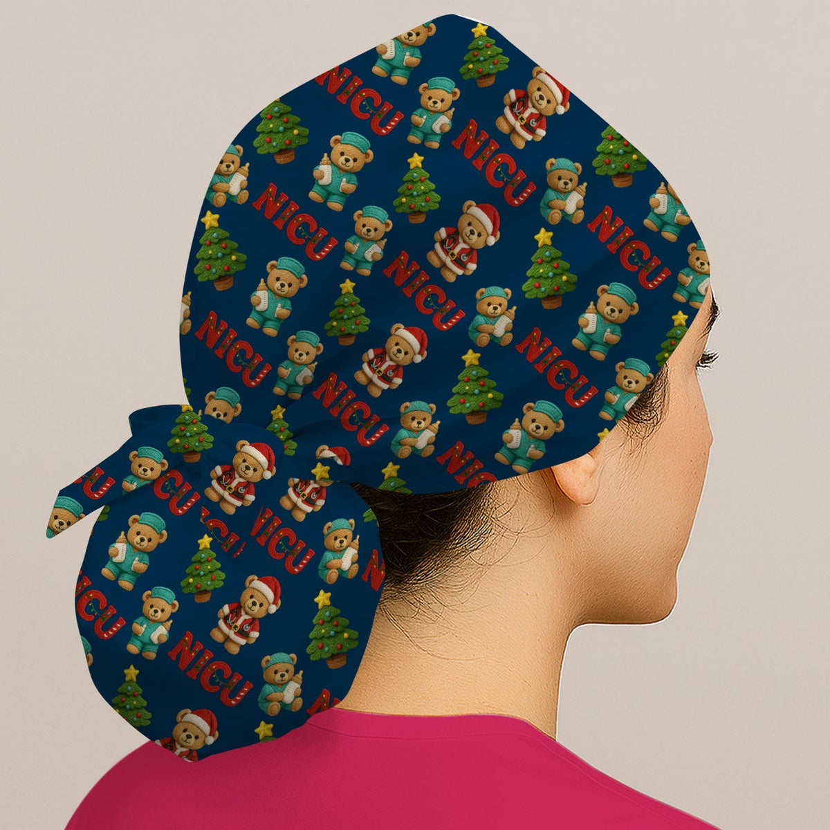 NICU Nurse Teddy Bear Scrub Cap - Christmas Gift