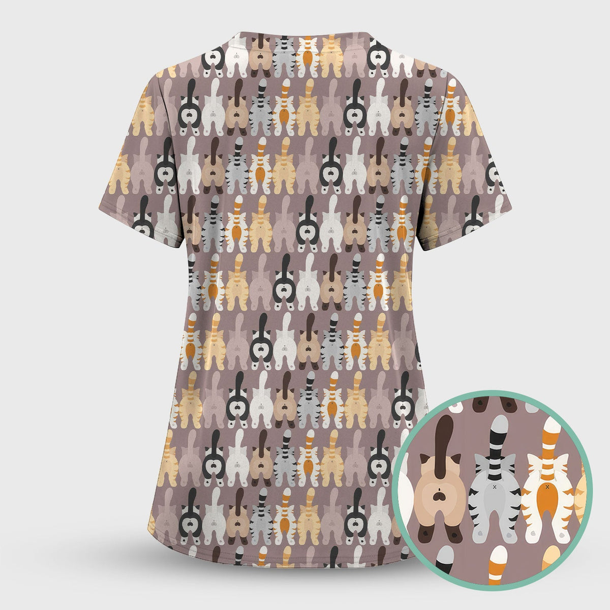 Funny Cat Butt Nurse Scrub Set