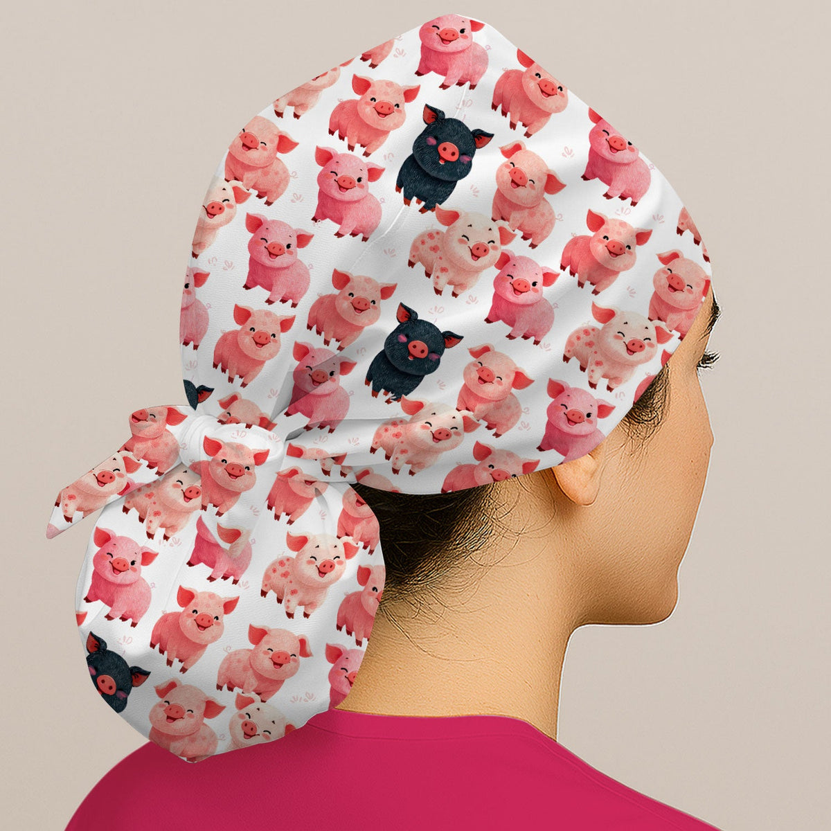 Farm Pig Cartoon Scrub Cap