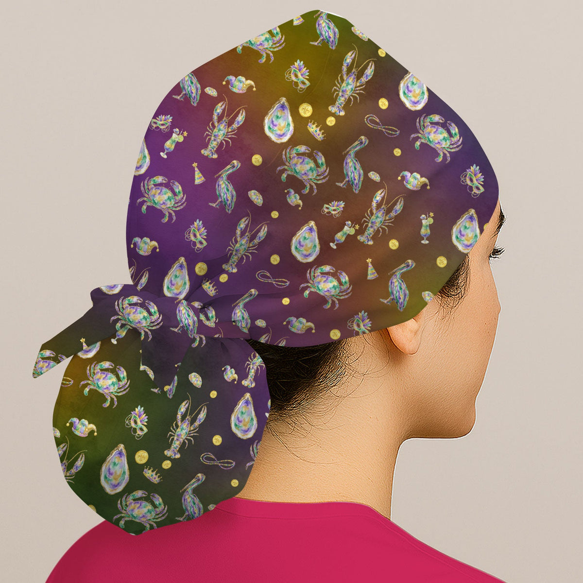 Mardi Gras Seafood Scrub Cap