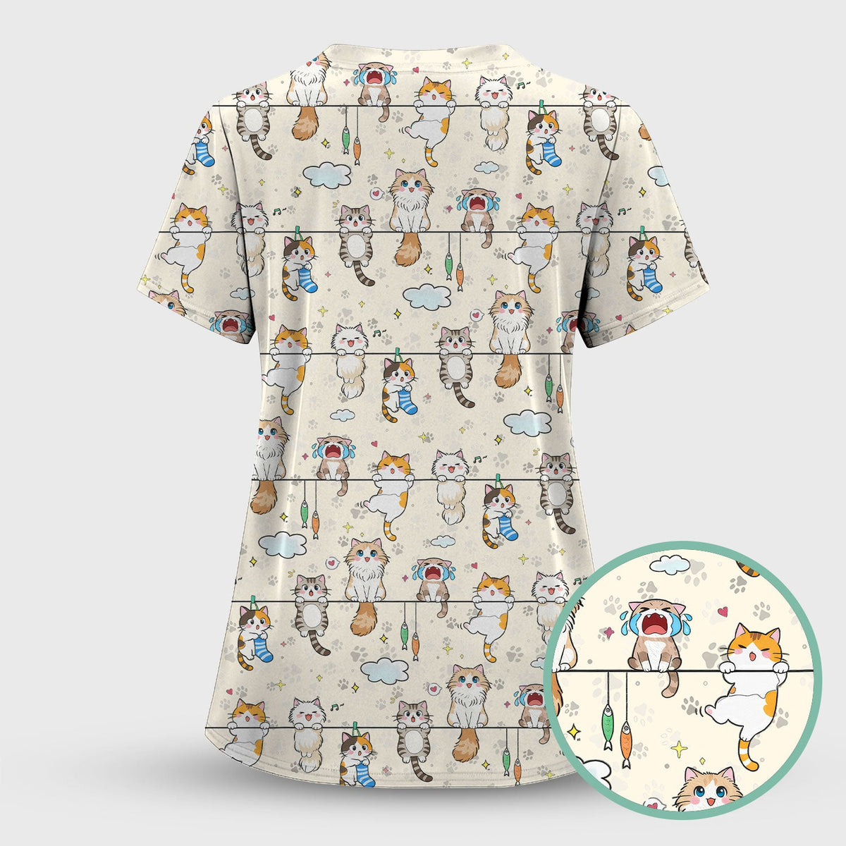Cats With Cute Expressions Nurse Scrub Set