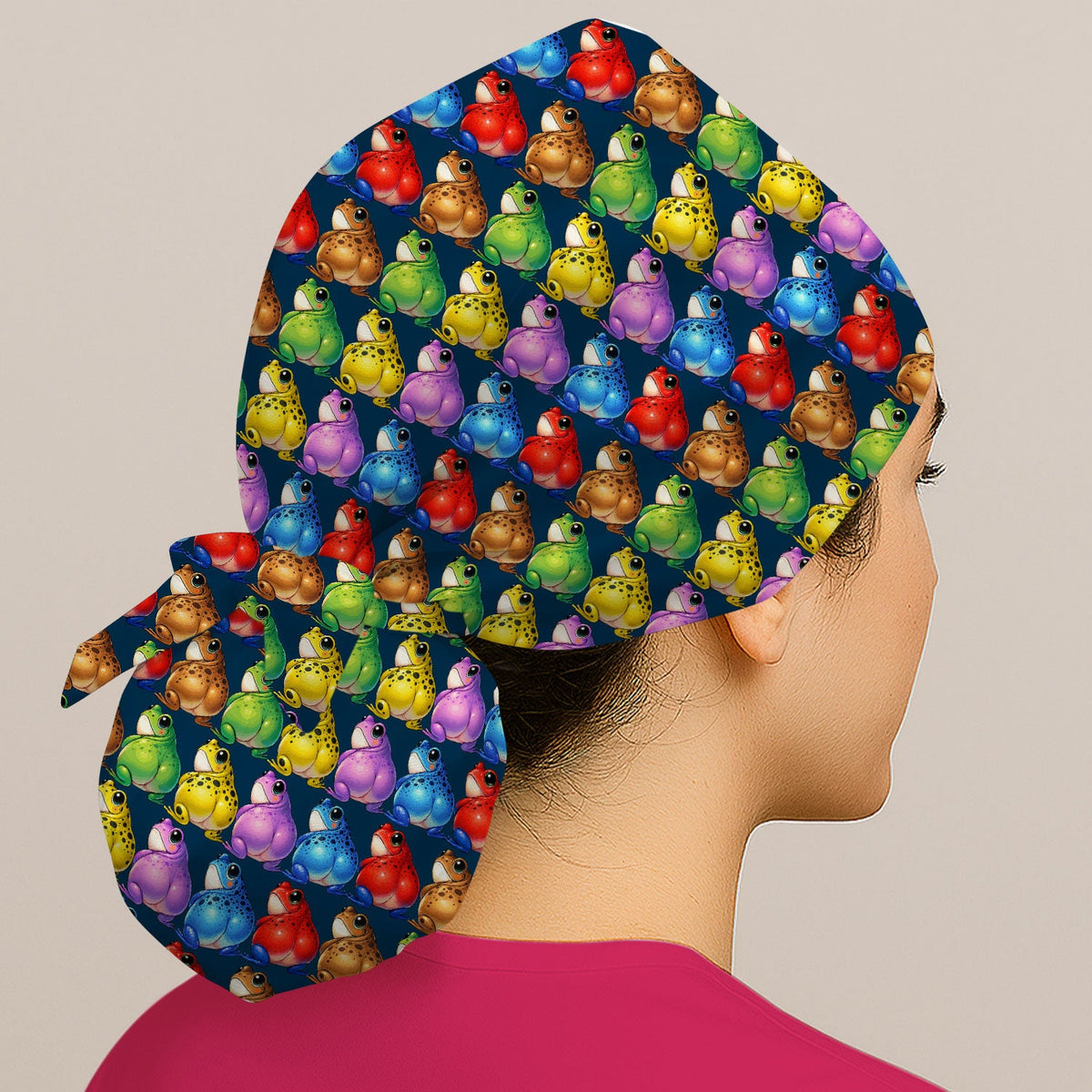 Colorful Frogs Scrub Cap